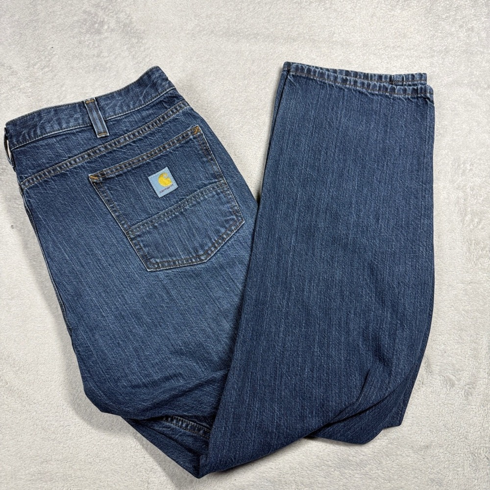 Carhartt Jeans Mens 40x32 Blue Relaxed Fit BD5119-M Workwear Denim